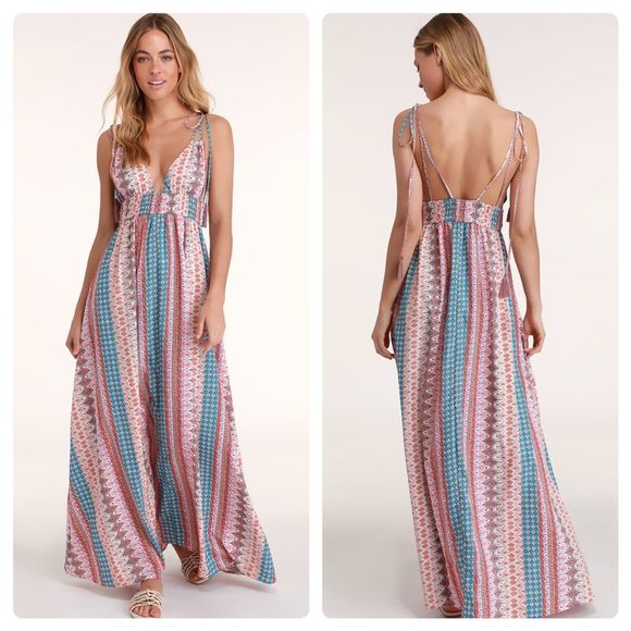 Lulus Dresses & Skirts - Lulu's Maxin Relain Multi Print Maxi Dress